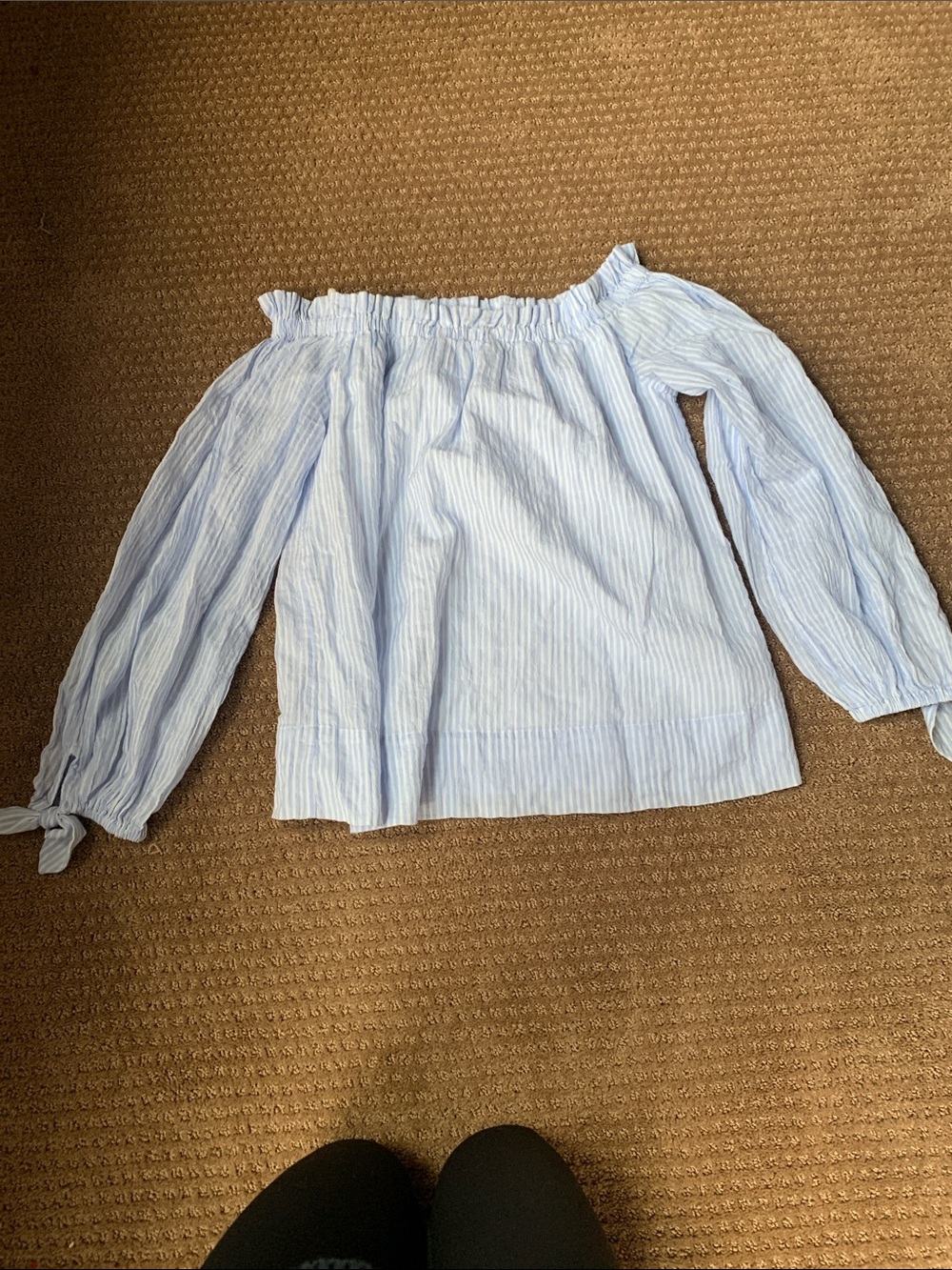 Lilly Pulitzer Light Blue Striped Off-Shoulder Top